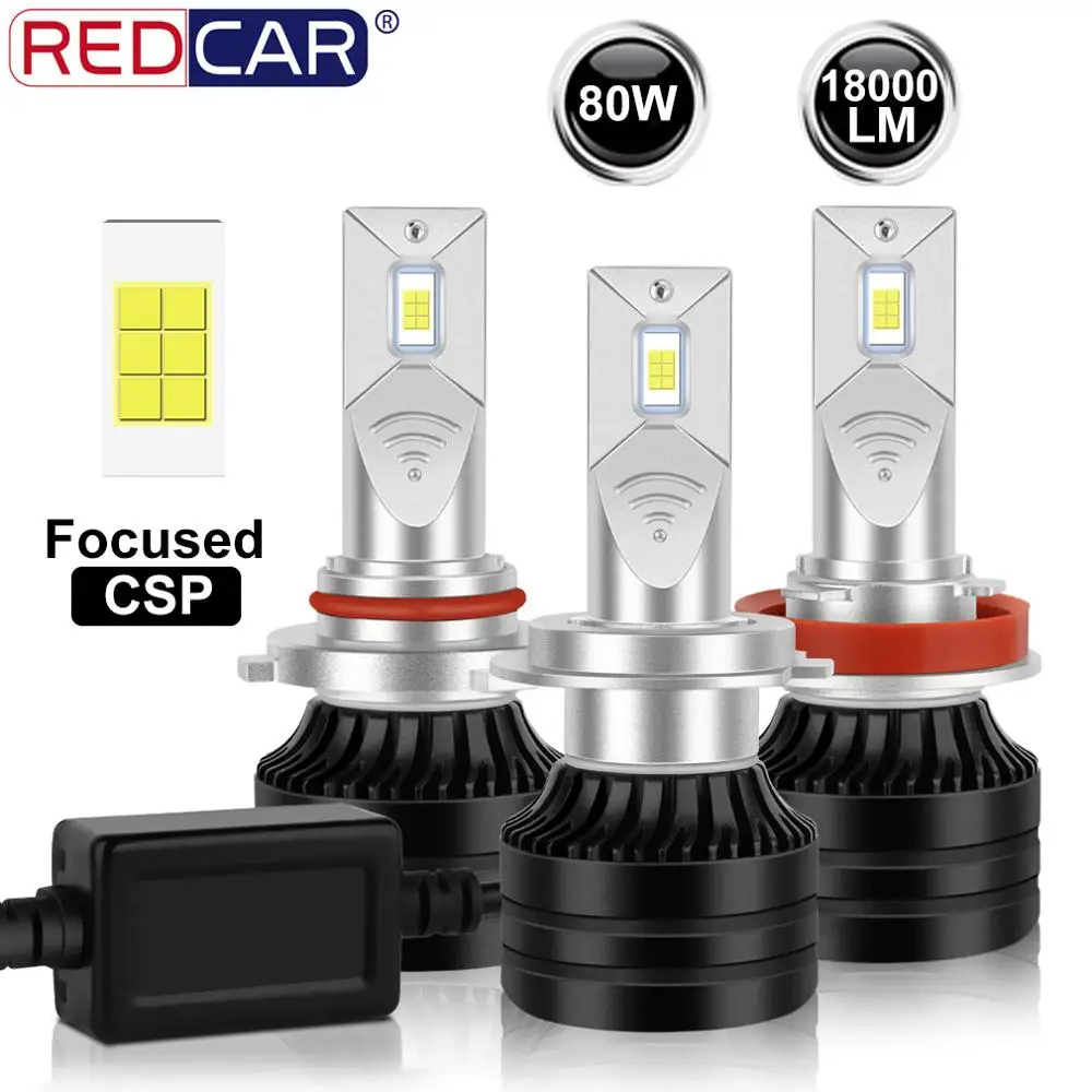 

2pcs 18000LM 80W H4 H7 Car Led Headlight Bulbs Lamp H1 H3 H11 9005 HB3 9006 HB4 Canbus Auto 6500K 12V Head Light Auto Styling