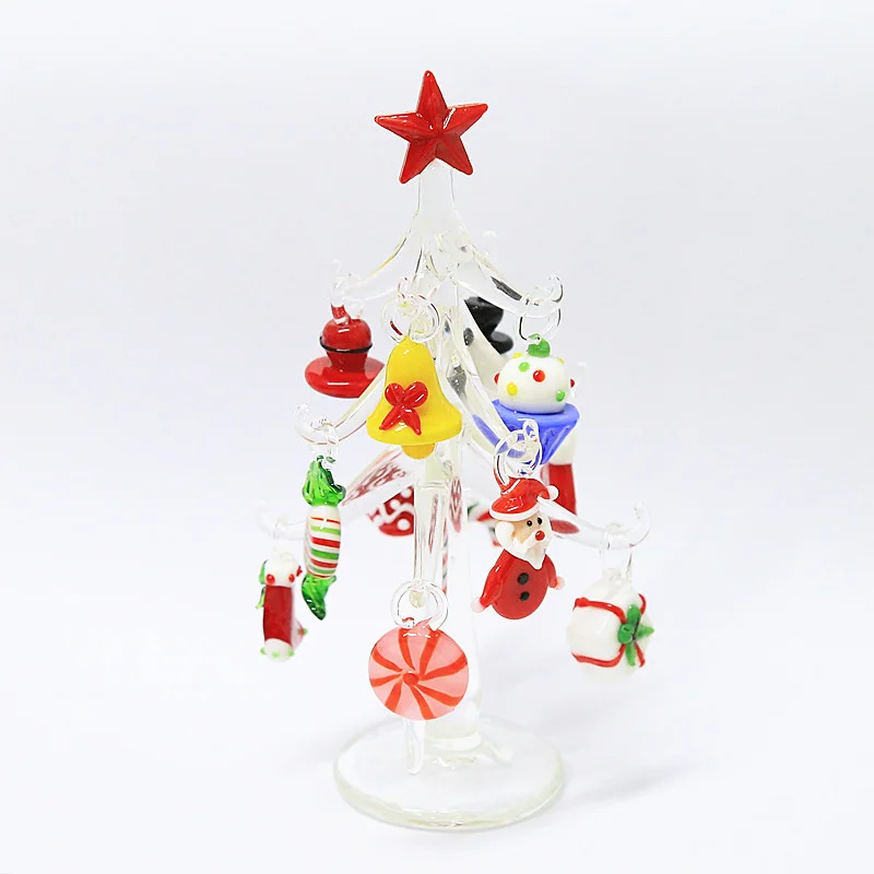 Glass Christmas Tree Ornaments And 12 Pink Mini Cute Pendants Home Table Top Festival Xmas Decoration Gifts For Friends Children