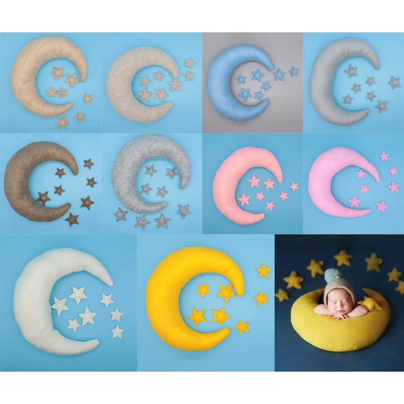 Baby Posing Moon Pillow Stars Set Newborn Photography Props Infants Photo Shooting Accessories