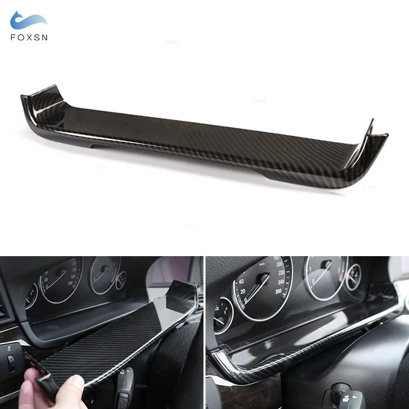 Car Styling Carbon Fiber texture Steering Wheel Dashboard Display Panel Cover Frame Trim For BMW 5 Series F10 2011 - 2017