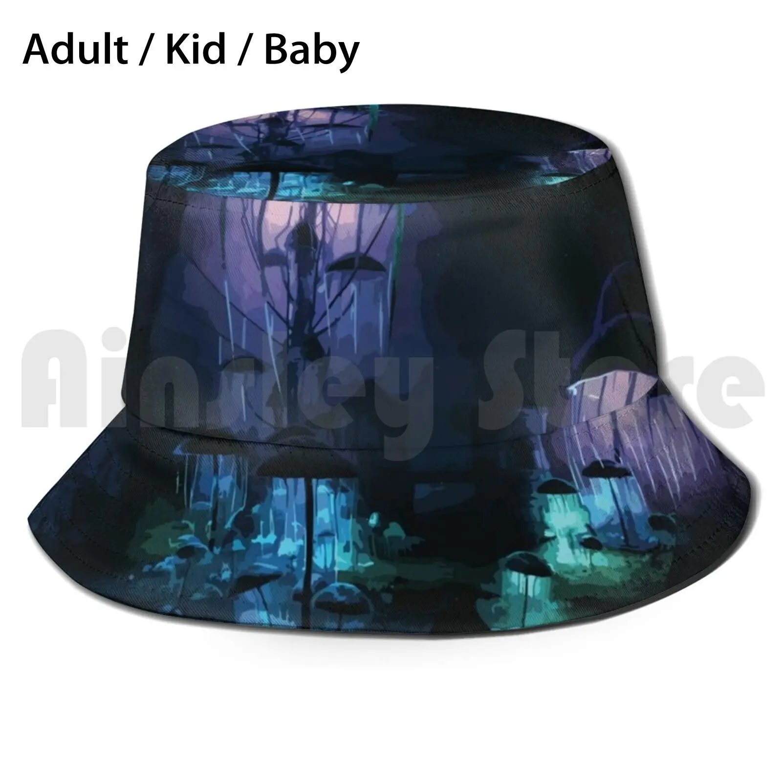 Blackreach Sun Hat Foldable UV Protection Skyrim Blackreach Landscape Fan Art Gaming Low Res Poly Painting Fantasy