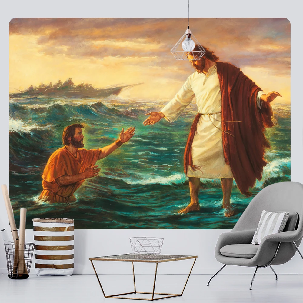 Miracle of Jesus mural tapestry home decoration Bohemian decorative background wall cloth Angel tapestry bed sheet sofa blanket