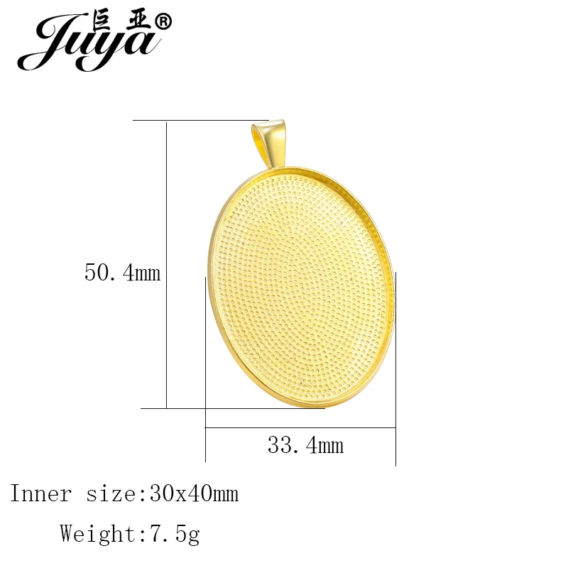 Bandeja de configuração oval para colar com pingente, acessórios para fazer joias feitas à mão 40x30mm de vidro