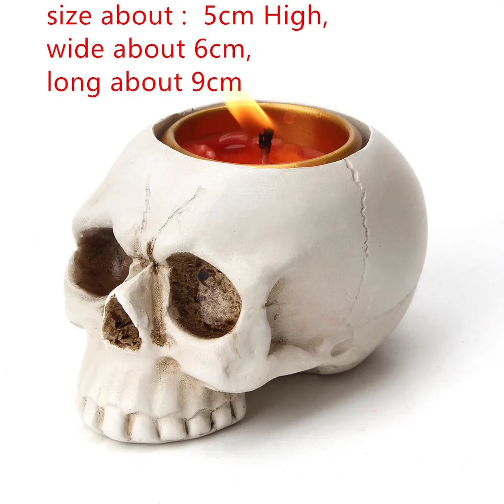 Small Skull Candlestick Candle Tray Molds Decorating Resin Craft Silicone Concrete Mould Pen Holder Making Tools