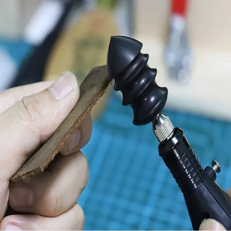 Electric Polished Round Edge Trimming Slicker Flat / Pointed Sandalwood Electric Polishing Pen Leathers Craft Tool Tip Burnisher