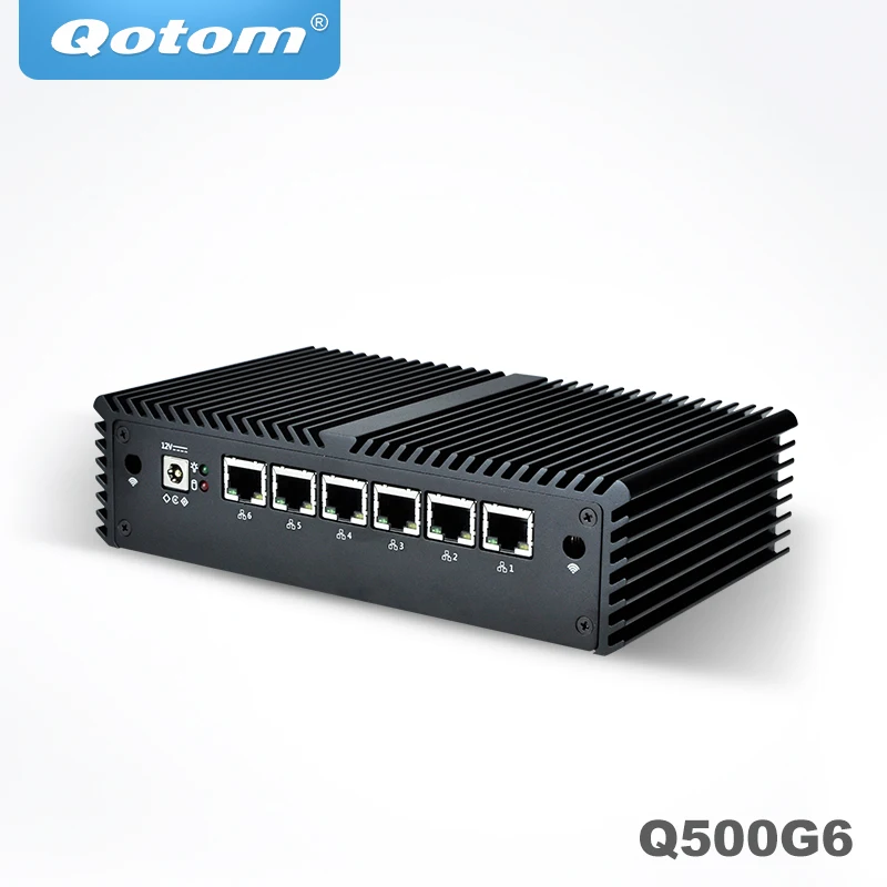 Qotom 6 LAN мини-ПК Celeron 3865U процессор двухъядерный 1,8 ГГц домашний офис фабрика межсетевой экран маршрутизатор VPN