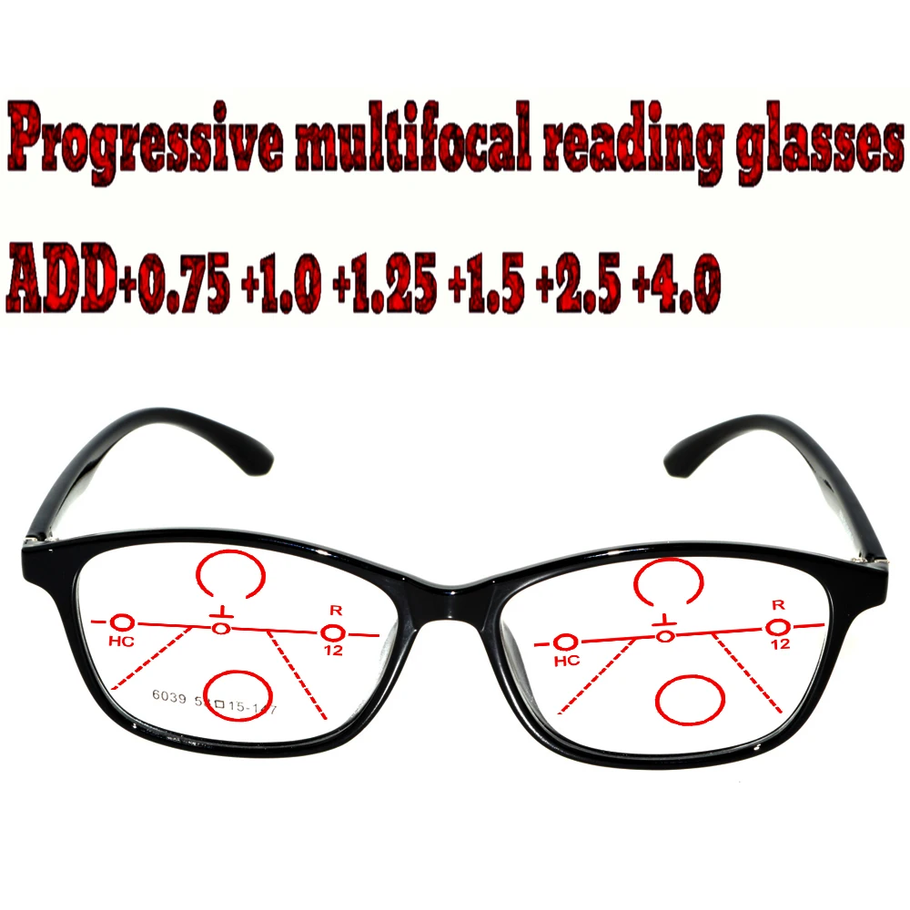 

Progressive Multifocal Anti Blu Light Reading Glasses Black Frame Men Women High Quality +1.0 +1.5 +1.75 +2.0 +2.5 +3 +3.5 +4