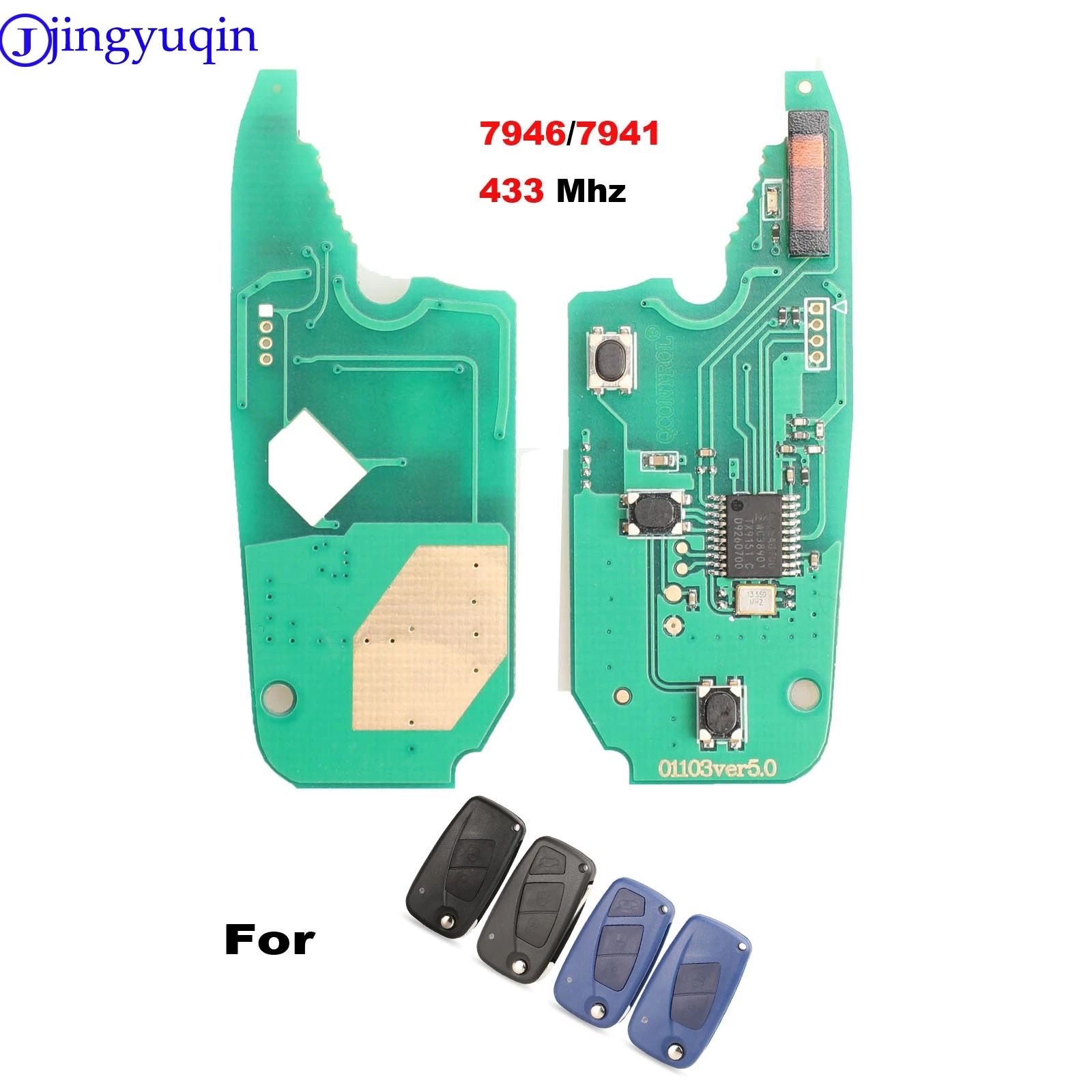 jingyuqin 2/3 Buttons flip Remote Key 433mhz for FIAt 500 Panda Punto Bravo key with PCF7946/PCF7941 chip