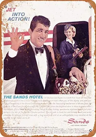 Жестяной знак Новый Алюминий 1962 Дин Мартин для отель Лас-Вегас 11,8x7,8 дюймов