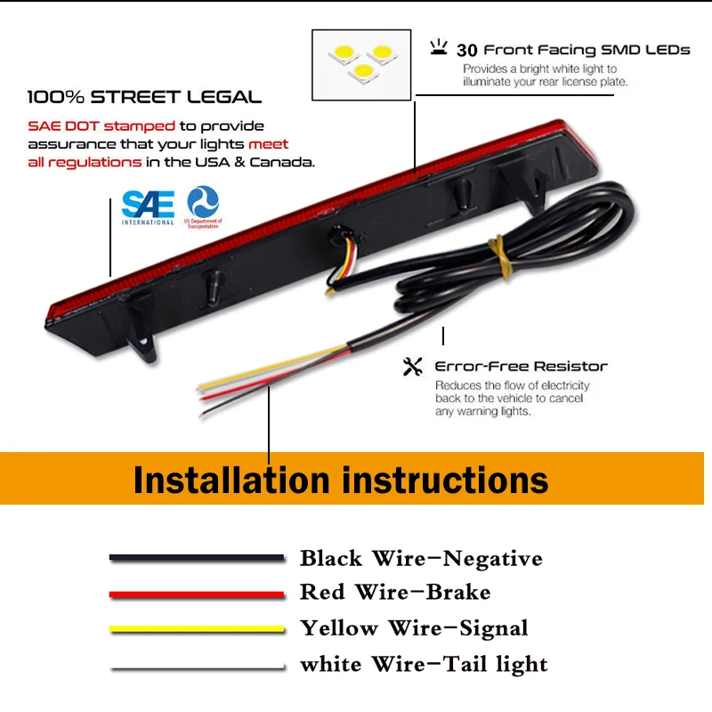For Cadillac XTS Bumper Reflector Lights,Function as Tail/Brake, Turn Signal Lights & Rear Fog Lamps 2013-2017