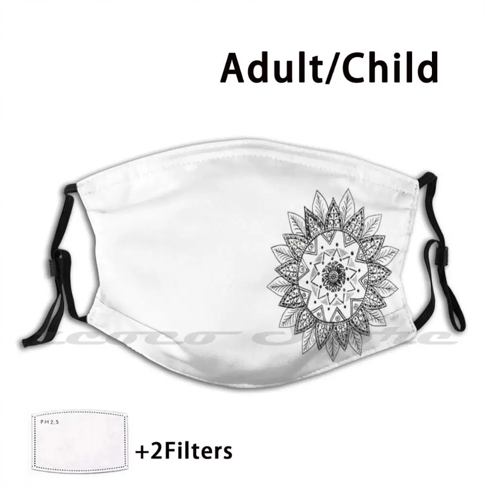 Mandala Bloem Custom Patroon Wasbare Filter Pm2.5 Volwassen Kinderen Masker Mandala Haard Chakra Bloem Bloem Van Leven India Nieuwe