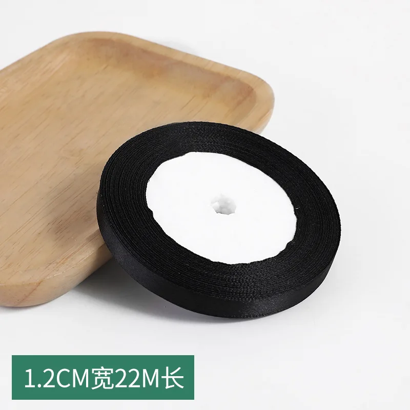 1 Stück 22 Meter/Rolle (6mm-50mm) Schwarzes Polyester-Satinband Schleifenband für Bastelarbeiten Hochzeit Weihnachten Party Handarbeit DIY Dekoration – Detail 4