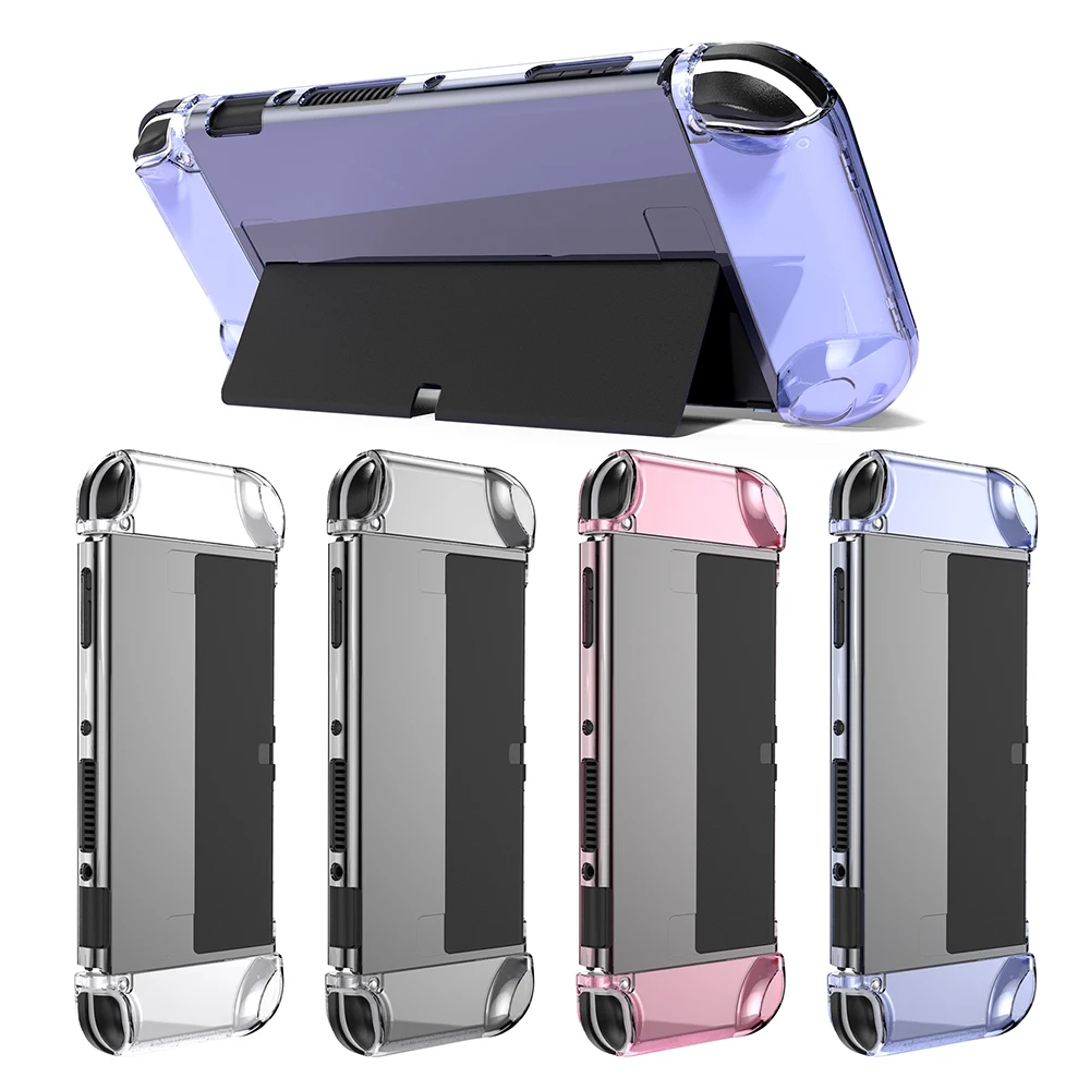 Casing Bening Glitter Flip untuk Set Aksesori Pelindung Nintendo Switch OLED Penutup Flash untuk Kaca Film Cangkang Keras Switch OLED