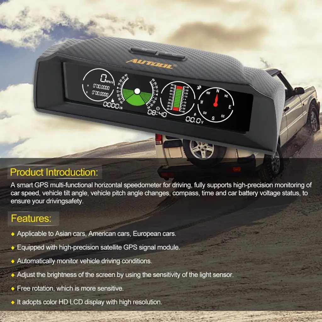 X90 GPS PMH KMH Slope Meter Inclinometer Altimeter Car HUD Automotive