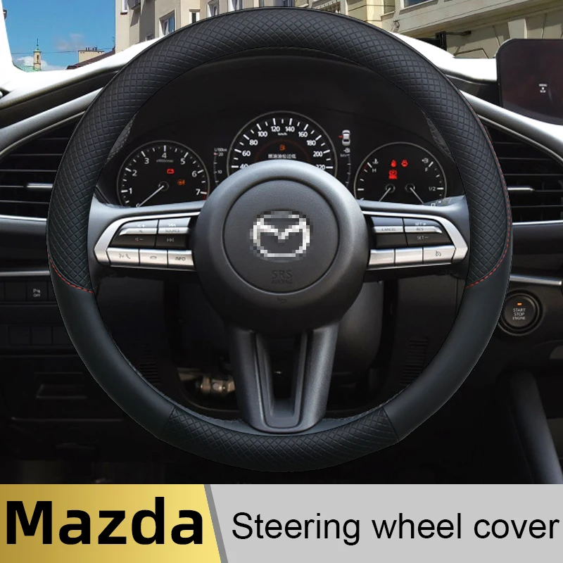 100% DERMAY Brand Leather Sport Car Steering Wheel Cover High Quality for Mazda 6 gh gg gj Sedan Auto Accessories