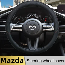 100% DERMAY Brand Leather Sport Car Steering Wheel Cover High Quality for Mazda 6 gh gg gj Sedan Auto Accessories