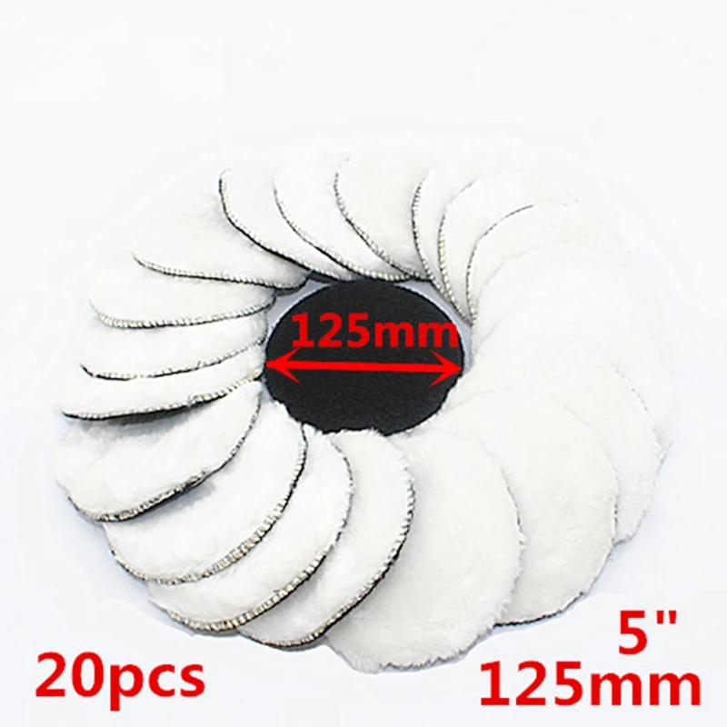 Almohadilla de pulido para coche, almohadillas de encerado de 5 pulgadas, pulidor de fibra para capó, cuidado de pintura, 125Mm, 20 unidades
