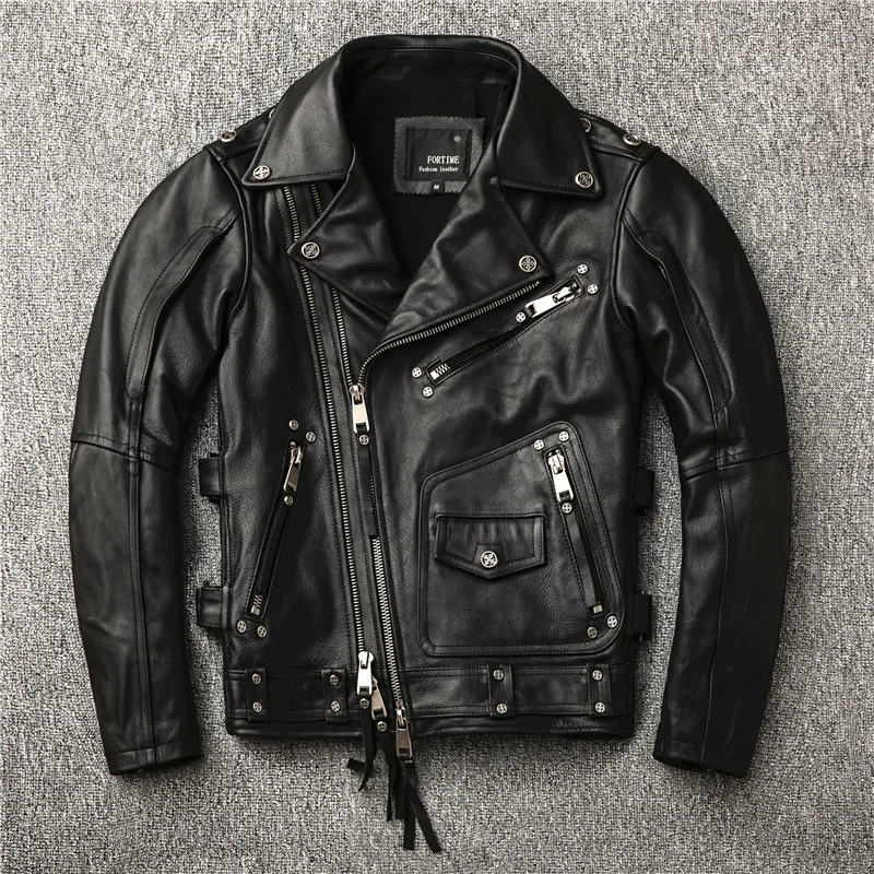 CC Shop Best.Heavy new Brand motor Rider coat.Plus size cowhide Jacket,7XL genuine Leather clothes.pro quality leather cloth