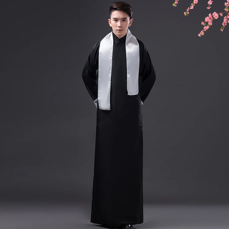 The Republic of China Retro Gown Tunic Teacher Disc Buckle Ancient Costume Chinese Best Man Group Hanfu Adult Cross Talk Robe