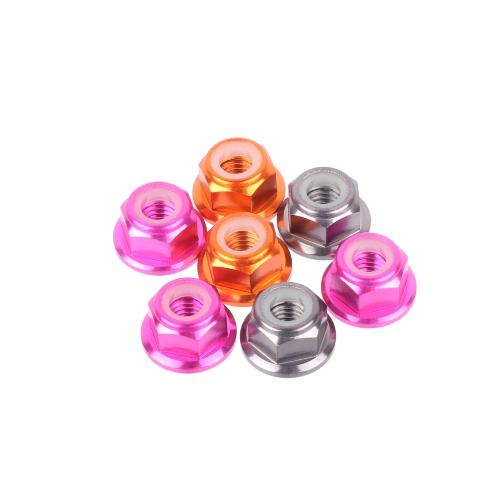 M5 CW  20PCS Aluminum Lock Nuts M5 CW  Aluminum Alloy Flange Nylon Lock Nut Self-locking nut anti-losing Locknuts for RC model p