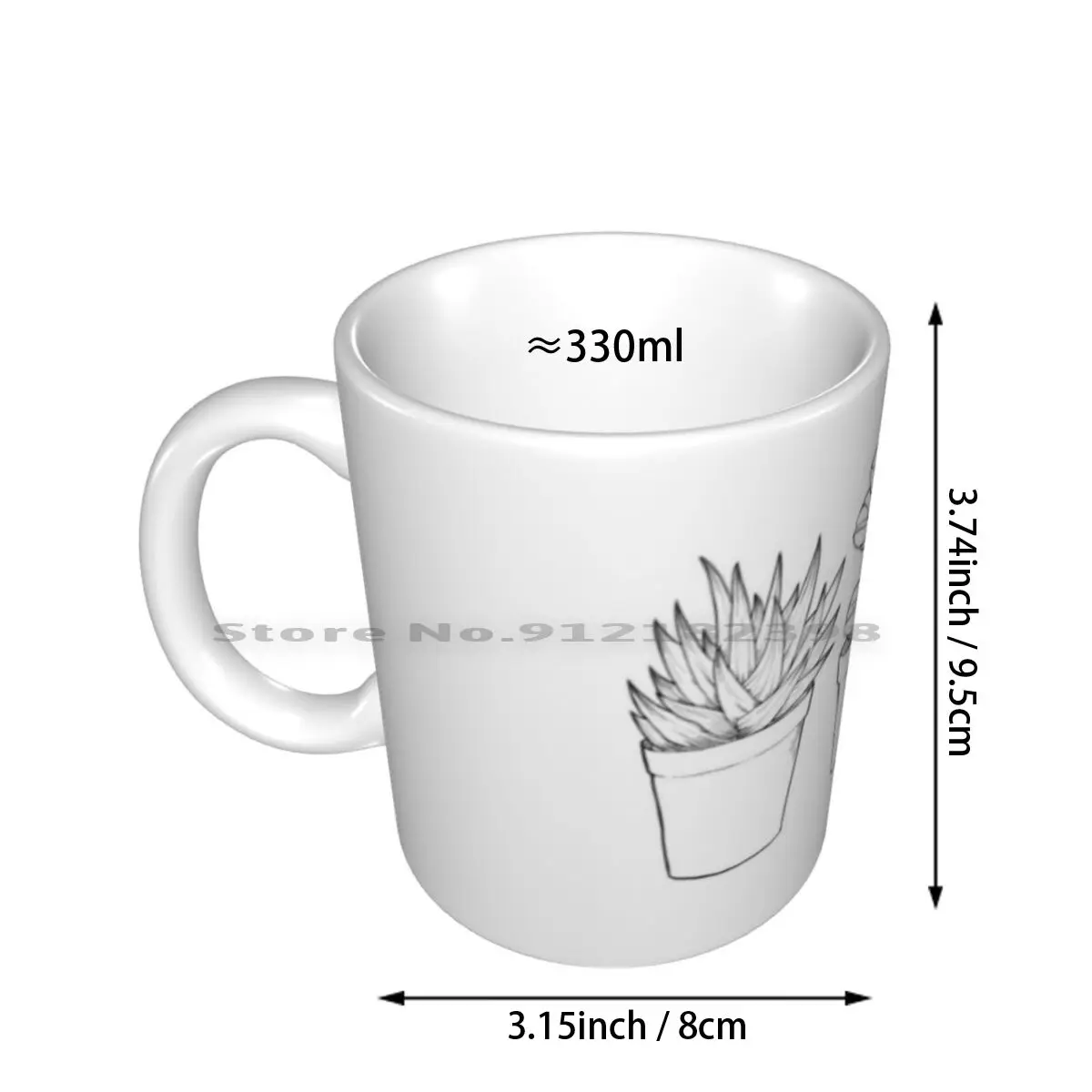 Limited Time Succulent Design Ceramic Mugs Coffee Cups Milk Tea Mug Succulent Plant Plantmom Penandink Pencil Creative Trending