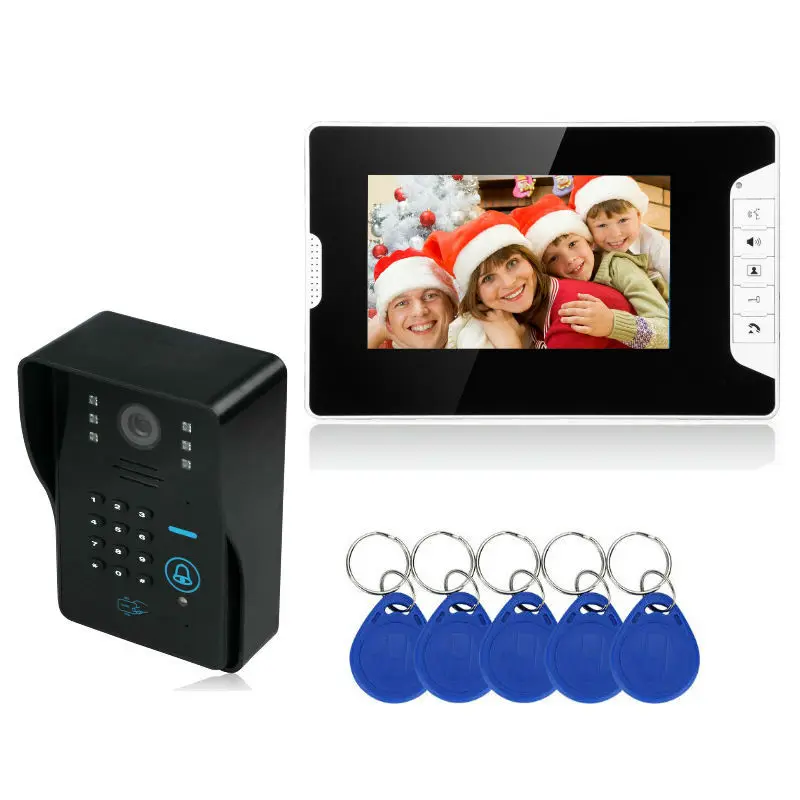 SmartYIBA TFT LCD Handfree Intercom Home Kits White Monitor Number Code Keypad Video Door Phone 7\