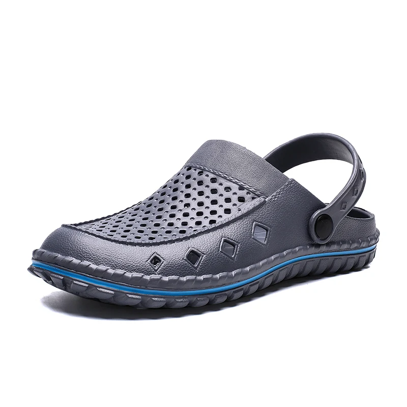 2021 New Fashion Sandals Men Clogs Slippers Soft Bottom Beach Jelly Clogs Male Comfy Breathable Water Garden Ankle-Wrap Sandals