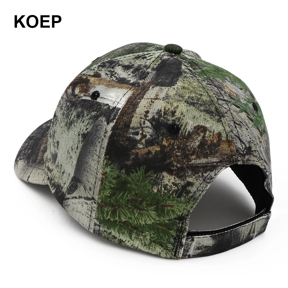 KOEP 2021 New Outdoor Fishing Caps Jungle Baseball Cap Hunting Hat Cotton Camouflage Dad Snapback Hats Green Camouflage