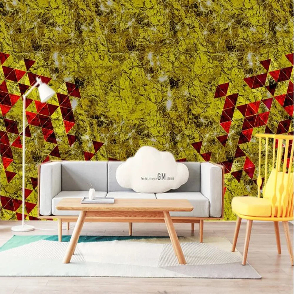 

Milofi Large wallpaper mural custom 3D abstract lines gold foil irregular graphics TV living room background wallpaper mural