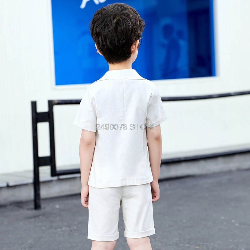 Dei ragazzi di Estate della Giacca Sportiva + Shorts 2Pcs Insieme Dei Vestiti Per Bambini Da Sposa Formale Di Compleanno Dei Bambini del Vestito