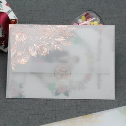 Transparente Bronzing Envelopes para Cartões, Papel Litmus, Envelopes Convite De Casamento, 5pcs por lote