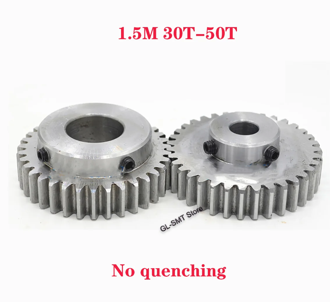 1Pcs 1.5 Module Spur Gear Motor Gear 1.5M 30T/35T/40T/50T 45# Steel No Quenching Mechanical Transmission Gear Bore 6/8/10-25mm