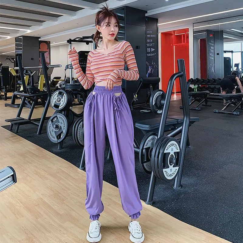 

Yoga Pants Women Hollow Sexy Sports Loose Casual Running Quick Dry Breathable Autumn High Waist Slimming Trendy Gym Harem Pants