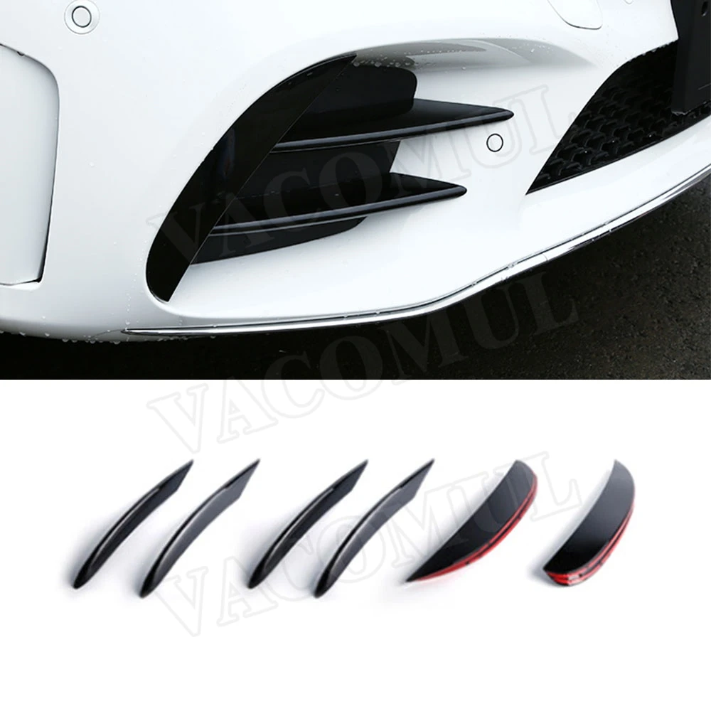 

6 PCS Carbon Fiber / ABS Front Bumper Fog lamp Cover trims Strips for Benz C Class W205 C205 C180 C260 C300 C63 sport 2019-2022