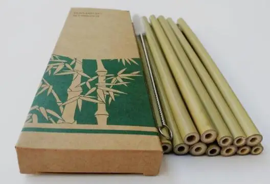 

100sets Bamboo Straws Sets Reusable Eco Friendly Handcrafted Natural Bamboo Drinking Straws and Cleaning Brush