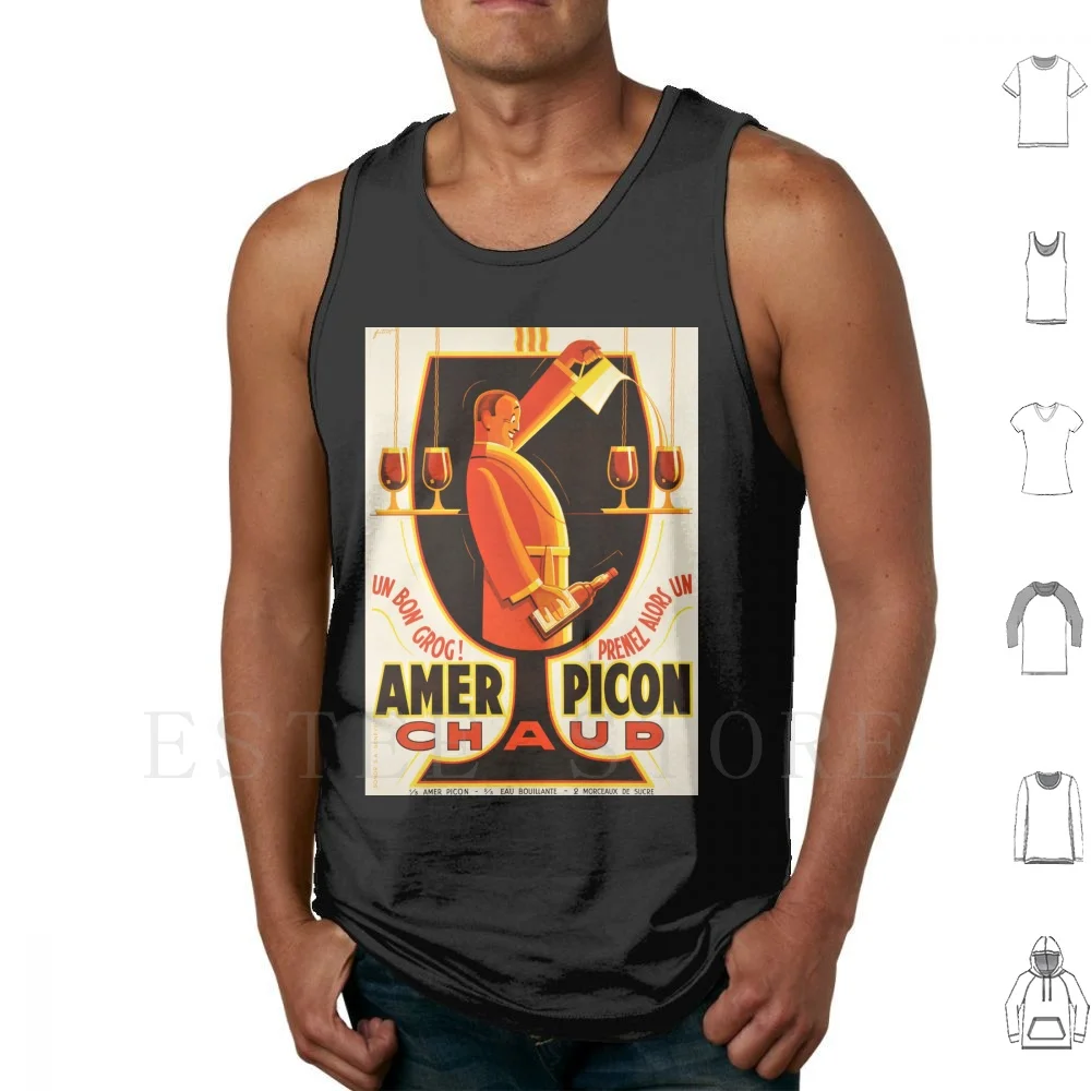 Noel Fontanet-Amer Picon Chaud، 1938، آرت ديكو ملصق تانك القمم سترة قطن 1920 1930 1920s 1930s الفن الفني الفني الفني الفني