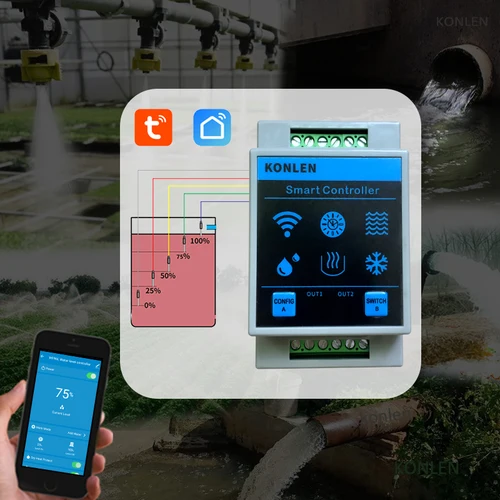 Imagen 2 del producto KONLEN Tuya Sensor de nivel de agua WIFI hogar inteligente fuga alarma de inundación controlador medidor piscina Vape tanque Detector de flujo protección contra fugas