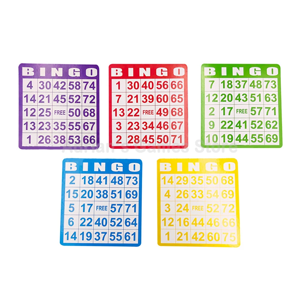 100PCS Bingo Cards 5 Colors