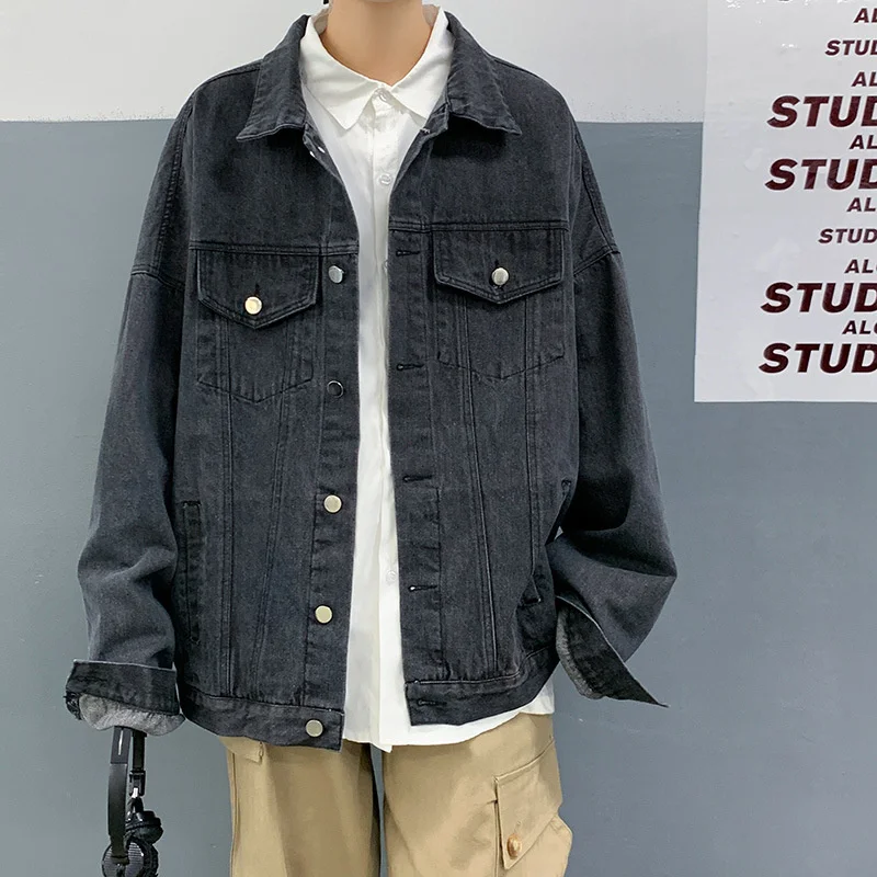 New Autumn Men's Vintage Cowboy Jacket Fashion Daily All-match Handsome Casual Loose Trend Brand Harajuku Personality Clothes