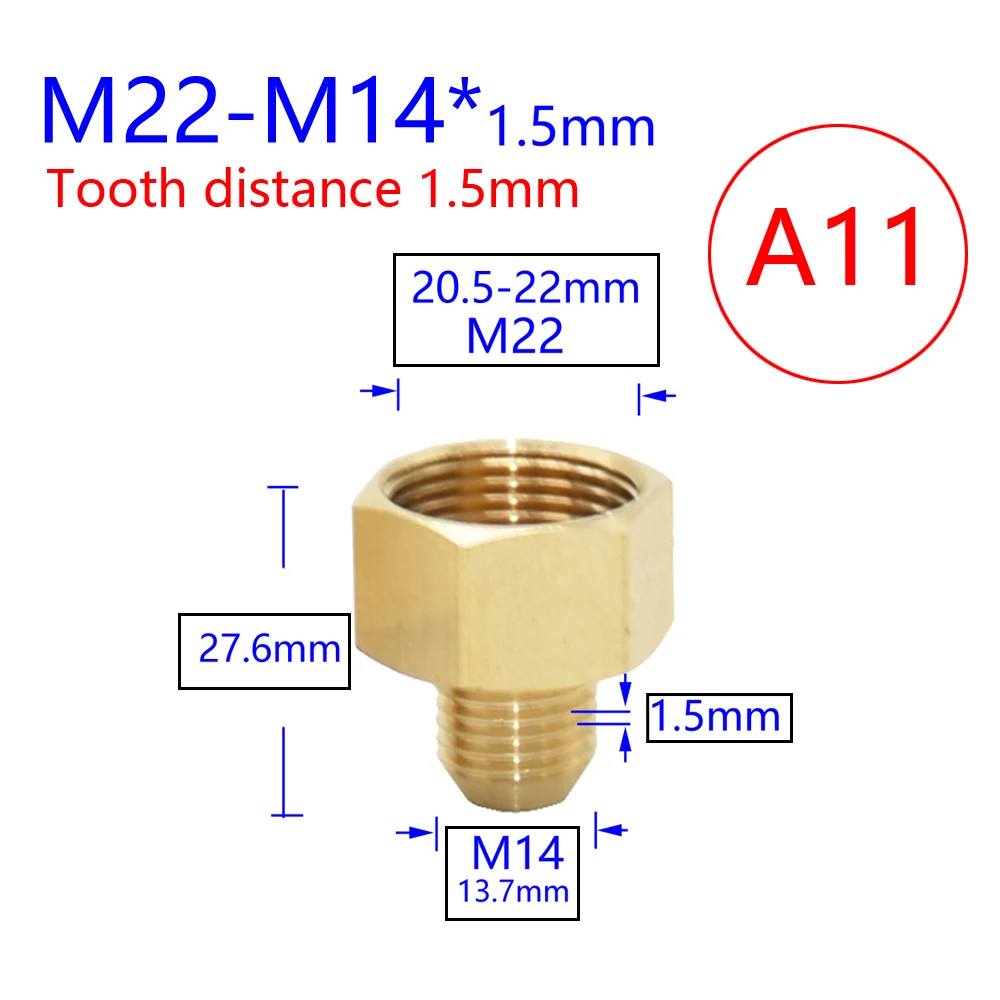 Brass 3/8 1/2 Inch M22 M14 M18 Threaded Connector Water Tap Copper Metal Threaded Water Pipe Coupler Faucet Adaptor 1pcs