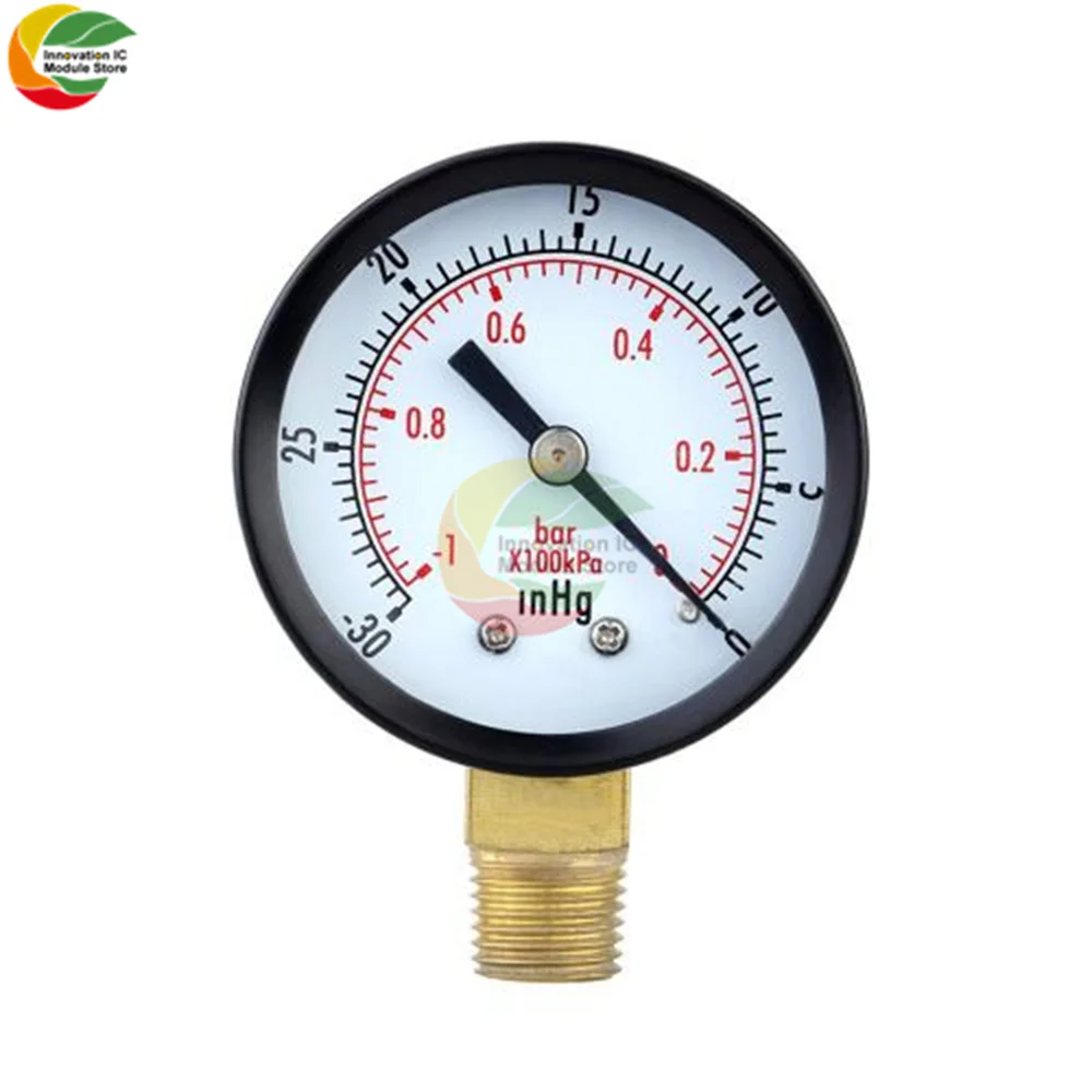 Pengukur Dial Skala Ganda Portabel 1/4 "NPT -30HG/0PS Pengukur Meter Tekanan Vakum Manometer 2" Tampilan Dial Pengukur Tekanan Digital