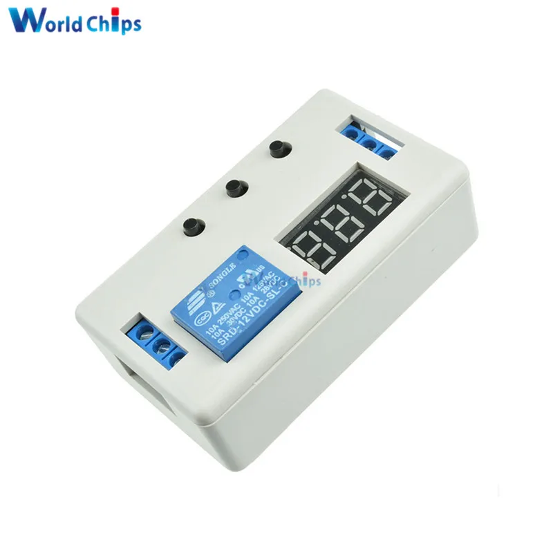 Digital LED Display Time Delay Relay Module Board DC 12V Control Programmable Timer Switch Trigger Cycle Module With Case