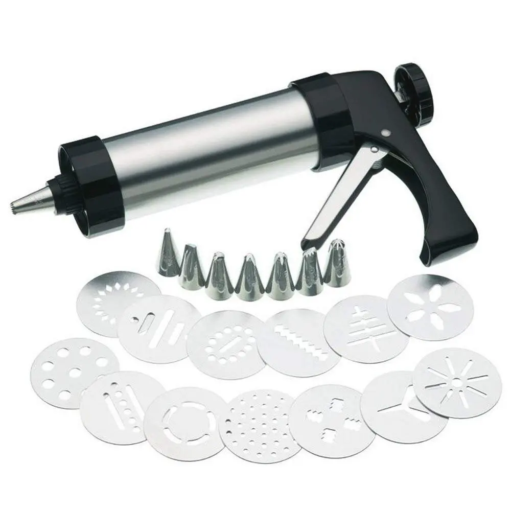 Cookie Press Maker Biscuit Gun Icing Decorating Gun Sets Stainless Steel Disc Shapes Cookie Kits Dessert Cake Decoration Tools