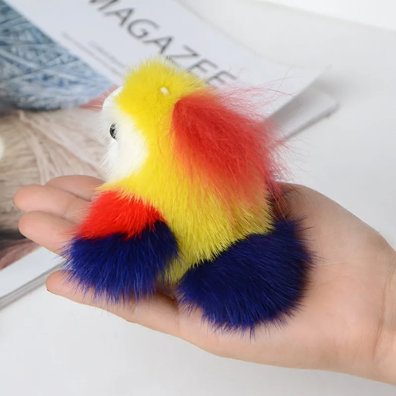 Mink parrot plush toy key chain bag pendant car accessories lady gift children's toy simulation animal educational toy