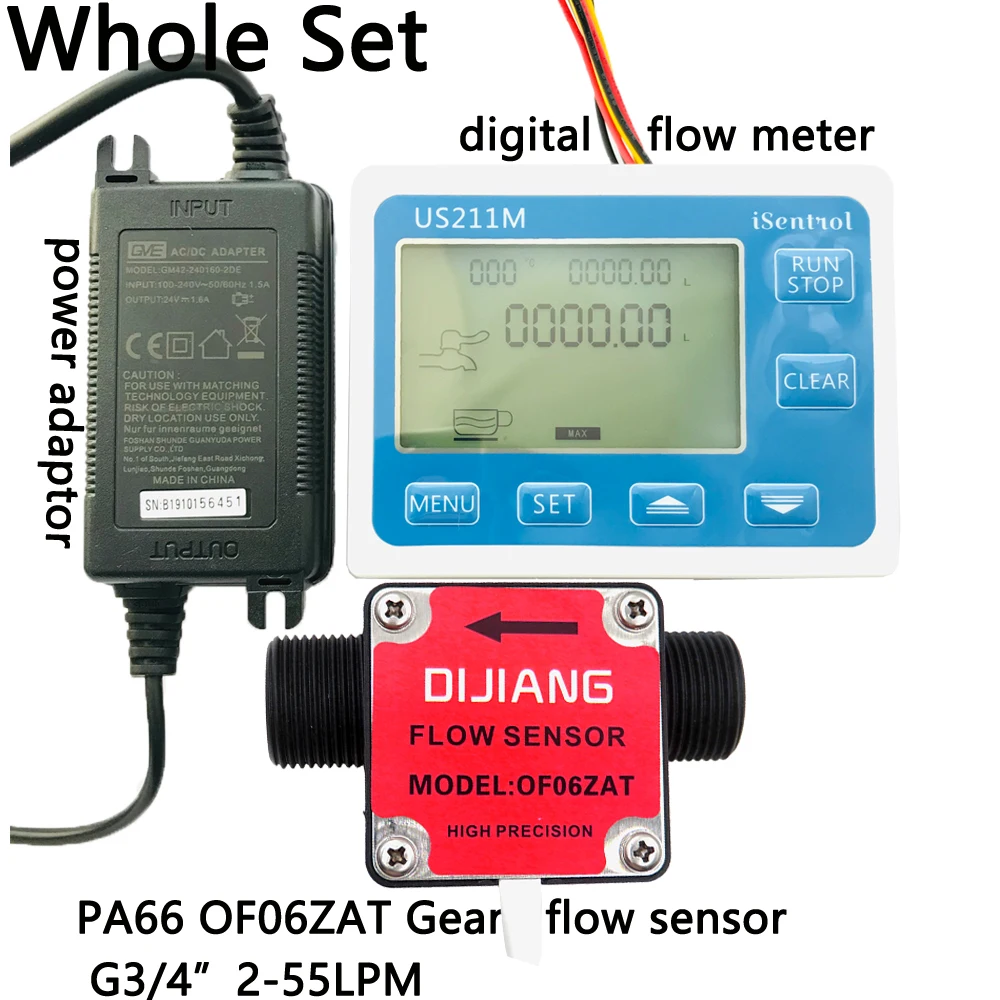 US211M Oil Flow Meter and Gear Flow Sensor OF06ZAT for Milk Diesel Oil Lubracant BSP3/4\