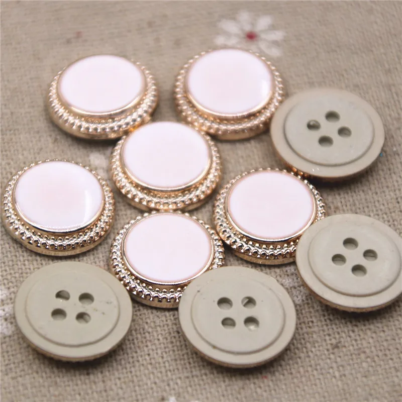 20 pz 17mm kaki/bianco pulsante posteriore piatto carino giardino di casa artigianato Cabochon Scrapbooking accessori di abbigliamento