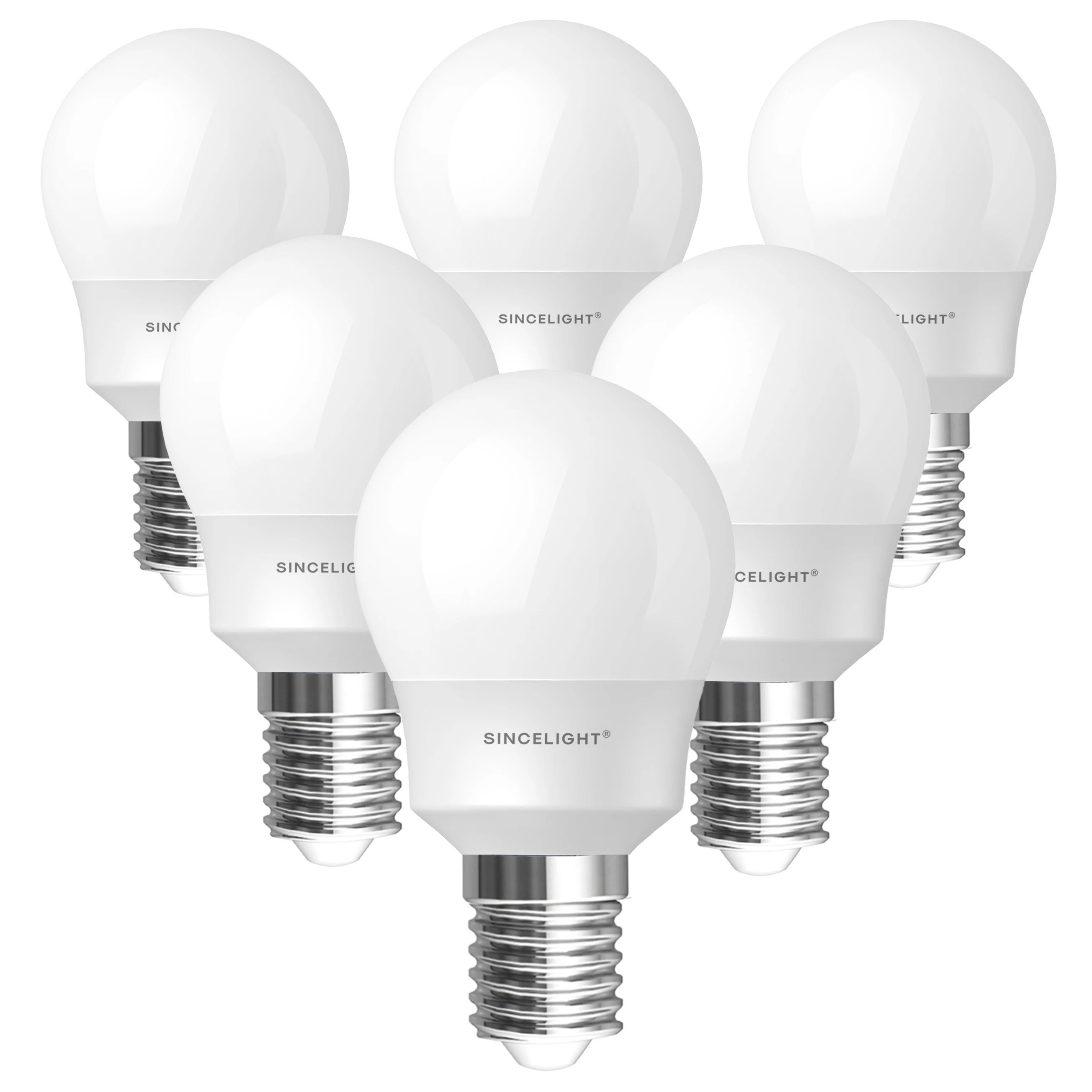 Pack of 6, E14 Golf Ball Bulb with 5W, 100-240V,  2700K,4000K,6500K ( P45 / Frosted /Ra＞92 / Edison Screw Lights / Non Dimmable)