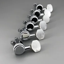 6 Piece Left Hand Pearl Button Guitar Locking Machine Heads Tuners M6 SCHALLER TYPE Chrome Brass Gear For JP6 7 ST Guitar