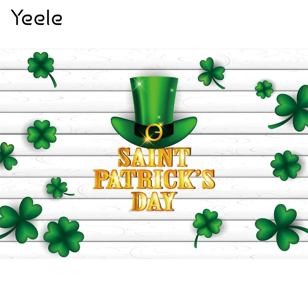 Yeele St.Patrick's Day Photocall Green Hat Shamrocks Photography Backdrop Photographic Decoration Background For Photo Studio