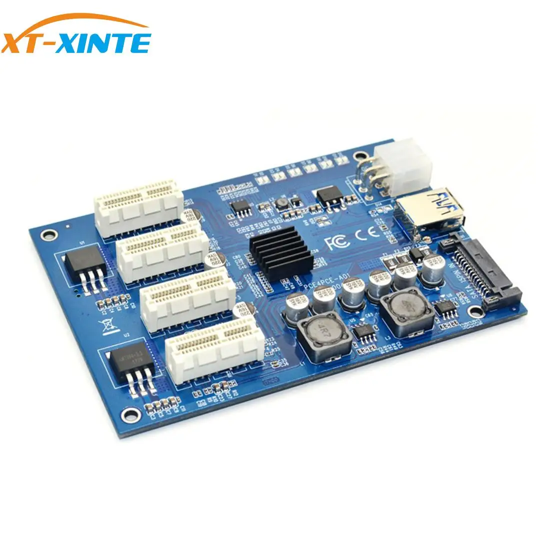 

M.2 M KEY/PCI-E X1 to 4PCI-E X16 Expansion Card 1 to 4 Port PCI Express Switch Multiplier HUB 6pin Sata USB Riser Card
